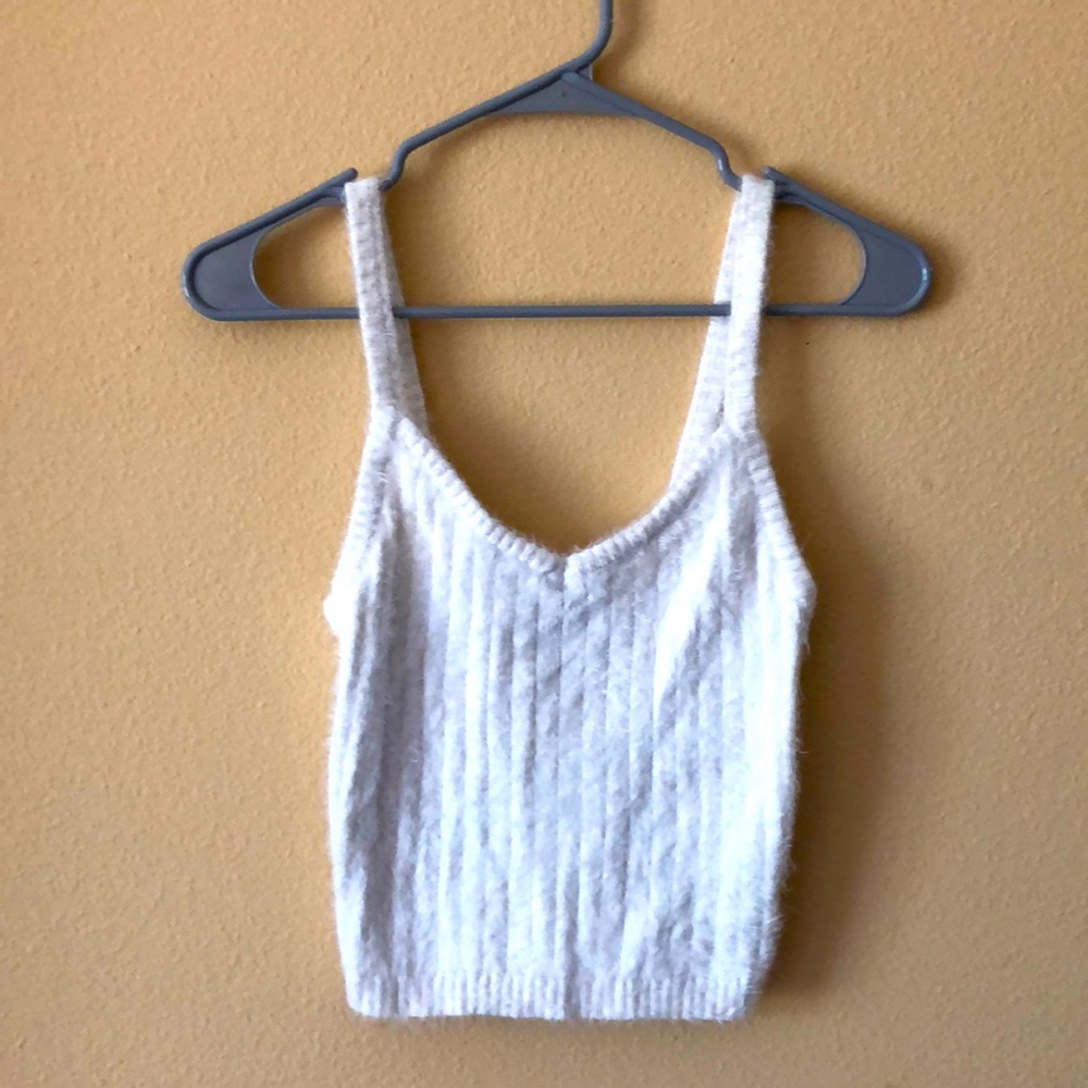 Forever 21 White Fuzzy Crop Top